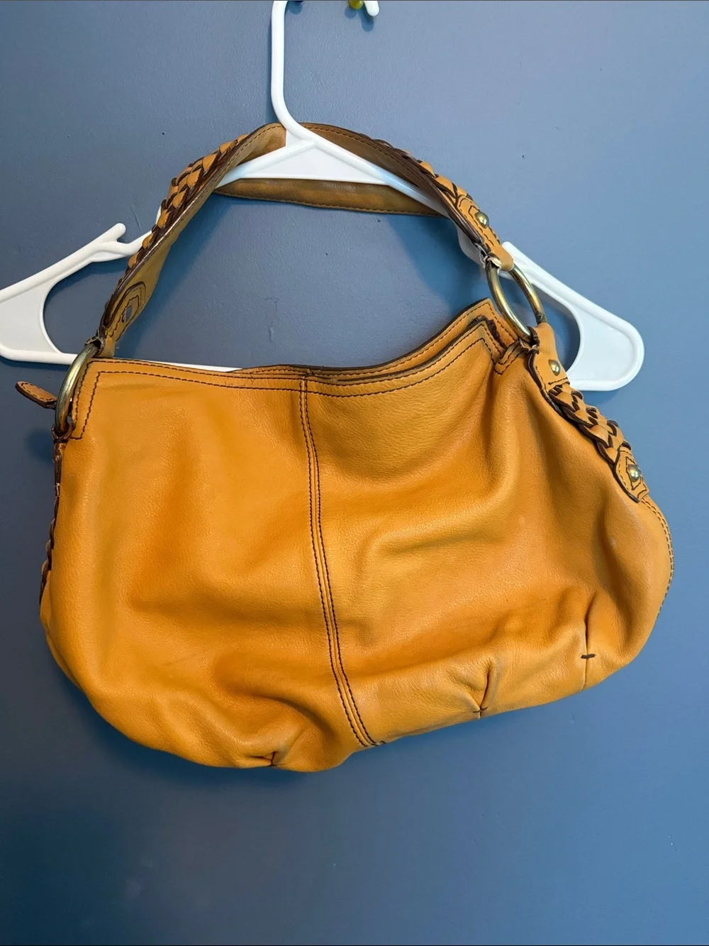 Vintage Banana Republic Mustard Tan Leather Hobo Bag